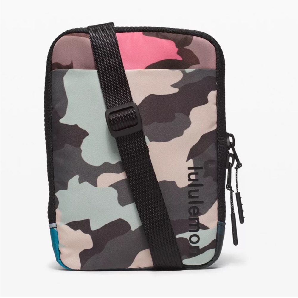 Lululemon Easy Access Crossbody Bag in Heritage Camo Guava Pink Hawaiian Blue